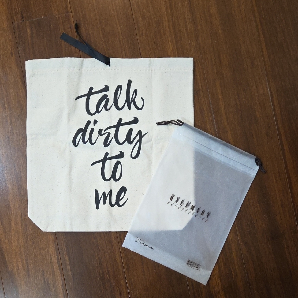 TALK DIRTY TO ME CANVAS LAUNDRY LINGERIE BAG NWT FUN GIFT